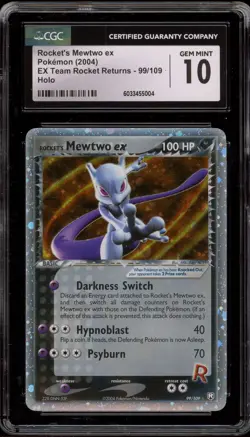 Pokemon Rocket's Mewtwo ex EX Team Rocket Returns Ultra Rare #99 CGC 10 Gem Mint - Image 1
