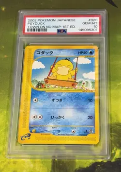 Pokemon 2002 JPN the Town On No Map 1st Edition #020 Psyduck PSA 10 NEW CERT! - Image 1