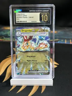 2023 POKEMON OBSIDIAN FLAMES HOLO #159/197 DRAGONITE EX CGC 10 PRISTINE - Image 1