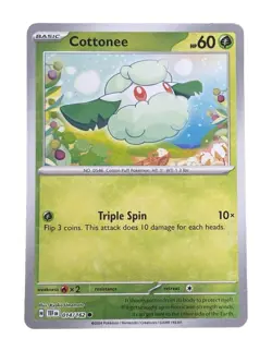 New: 2024 Pokemon TCG Cottonee 014 Sv05: Temporal Forces Reverse Holo Common - Image 1