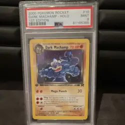 Pokemon TCG Team Rocket Dark Machamp 1st Edition Holo 10/82 PSA 9 2000 - Image 1
