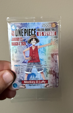 🔥🏀One Piece Monkey.D.Luffy US College Basketball Promo Card *SEALED*🔥🏀 - Image 1