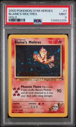 Blaine'S Moltres Pokemon Gym Heroes 1 NM PSA MINT 9 2205 - Image 1
