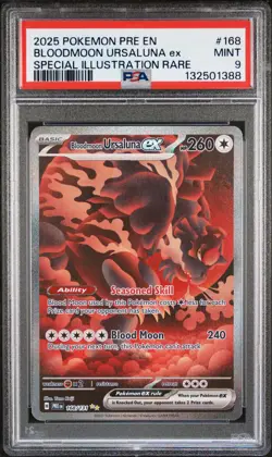 2025 POKEMON PRE EN-PRISMATIC EVOLUTIONS #168 BLOODMOON URSALUNA EX PSA 9 - Image 1