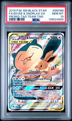 2019 POKEMON SM BLACK STAR PROMO #SM169 FULL ART/EEVEE & SNORLAX GX PSA 10 - Image 1