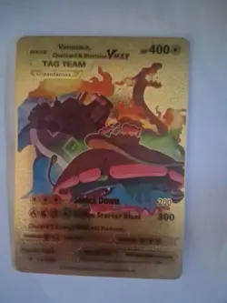 POKEMON Gold Charizard Blastoise Venusaur Vmax Tag Team Card HP 400 Starter - Image 1