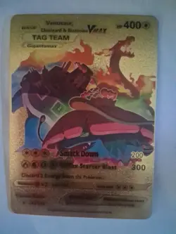 POKEMON Gold Charizard Blastoise Venusaur Vmax Tag Team Card HP 400 Starter - Image 2