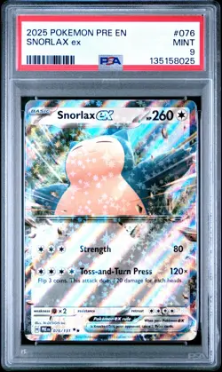 2025 POKEMON PRE EN-PRISMATIC EVOLUTIONS #076 SNORLAX EX PSA 9 - Image 1