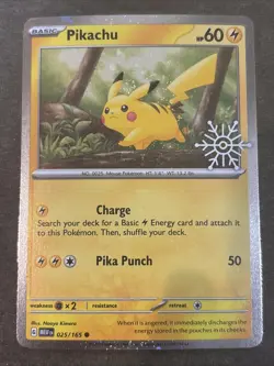 Pikachu 025/165 Stamped Promo 2025 Holiday Calendar With Swirl Pokemon TCG NM - Image 1