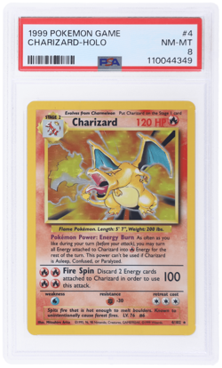1999 Pokemon Base Set Charizard Holo #4 PSA 8 - Image 1
