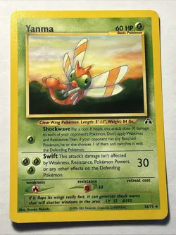 Pokemon TCG Neo Discovery Yanma 36/75 Non Holo Rare Card Vintage WOTC NEAR MINT - Image 1