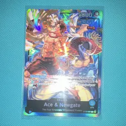 One Piece CCG Bandai Ace & Newgate Leader Full Art Foil Card ST22-001 5000 Power - Image 1
