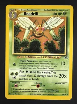 Beedrill 18/75 Neo Discovery Rare Pokemon Card - Image 1