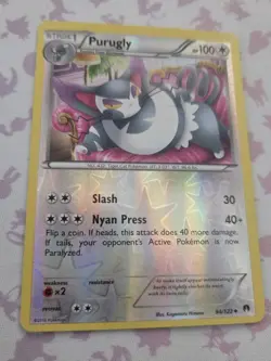 Purugly 94/122 Breakpoint Reverse Holo Pokemon Tcg Card LP - Image 2