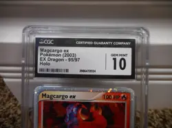 Magcargo ex cgc 10 GEM MINT EX Dragon HOLO 2003 E-Reader card 95/97 psa card Lav - Image 2