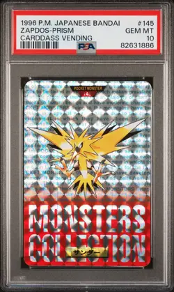 1996 POKEMON JPN BANDAI CARDDASS VENDING #145 ZAPDOS-PRISM PSA 10 - Image 1