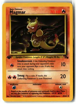 Magmar ⭐ 39/62 1st Edition WOTC Uncommon Fossil 1999 Pokemon NM/LP - Image 1