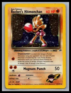 Pokemon TCG Rocket's Hitmonchan Gym Heroes 11/132 Holo Unlimited Holo Rare DMG - Image 1