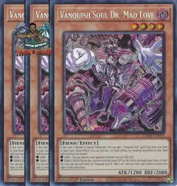 Yugioh! 3x Vanquish Soul Dr. Mad Love RA04-EN045 Secret Rare 1st Ed NM - Image 1