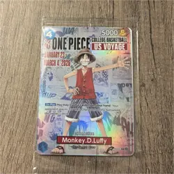 Bandai One Piece CCG Monkey.D.Luffy US Voyage Promo Full Art Holo Card P-055 - Image 1