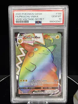 2020 Pokemon Swsh #188 FA / Pikachu Vmax Vivid Voltage Secret Card PSA 10 GEM MT - Image 1