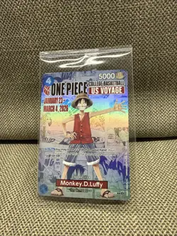 One Piece Monkey.D.Luffy [College Basketball US Voyage] P-055 Promo Card SEALED - Image 1