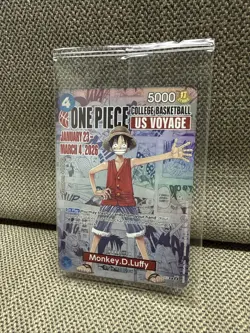 One Piece Monkey.D.Luffy [College Basketball US Voyage] P-055 Promo Card SEALED - Image 3