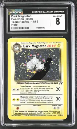 CGC 8 Dark Magneton 11/82 Holo SWIRL Team Rocket Pokemon Card - Image 1