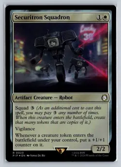 MTG Fallout Foil #23 Securitron Squadron Rare Artifact Creature Robot - Image 1