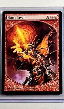 2008 MTG Magic the Gathering Textless Full Art Promo Player Reward Flame Javelin - Image 1