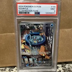 Pokemon TCG Squirtle Stellar Crown Illustration Card 148/142, PSA 9 - Image 1