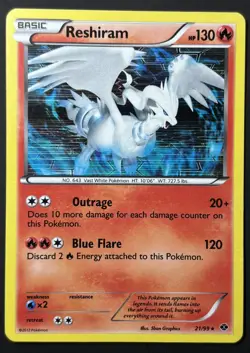 Reshiram 21/99 - Black & White: Next Destinies Holo Rare Pokemon TCG MP 2012 - Image 1