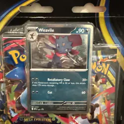 Pokemon TCG Mega Evolution Phantasmal Flames 3-Pack Blister Weavile Promo - Image 2