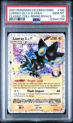 2021 POKEMON CELEBRATIONS CLASSIC COLLECTION 109 LUXRAY GL LV.X-HOLO PSA 10 - Image 1