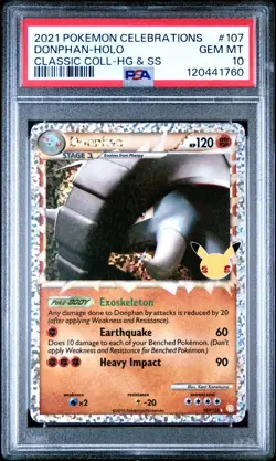 2021 POKEMON CELEBRATIONS CLASSIC COLLECTION 107 DONPHAN-HOLO PSA 10 - Image 1