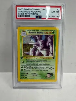 Pokemon TCG Gym Challenge Giovanni's Nidoking 1st Edition 7/132 Holo PSA 8 - Image 1