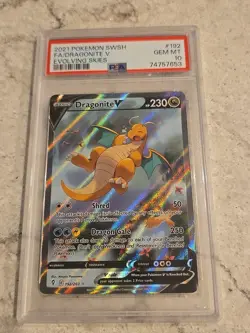Pokemon 2021 Dragonite V 192/203 Alt Art Evolving Skies GEM MINT PSA 10 - Image 1