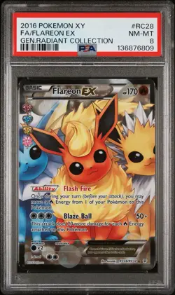 2016 Pokemon XY Generations 20th Flareon EX Radiant Collection RC28/RC32 PSA 8 - Image 1