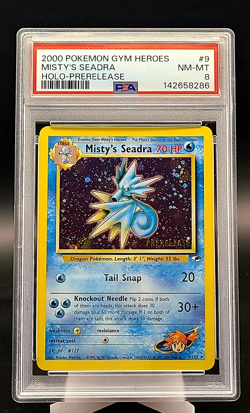 2000 POKEMON GYM HEROES HOLO-PRERELEASE #9 MISTY'S SEADRA PSA 8 NM/Mint - Image 1