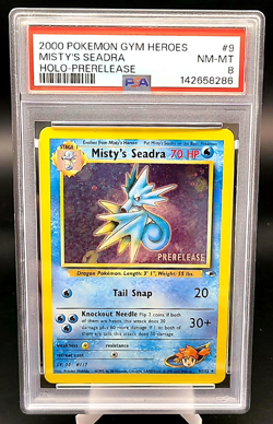 2000 POKEMON GYM HEROES HOLO-PRERELEASE #9 MISTY'S SEADRA PSA 8 NM/Mint - Image 2