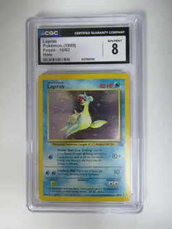 1999 Pokemon Fossil Lapras Holo 10/62 CGC 8 - Image 1