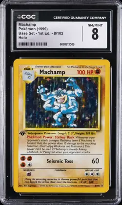 1999 POKEMON BASE SET 1ST EDITION #8 MACHAMP CGC 8 - Image 1