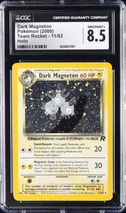2000 POKEMON TEAM ROCKET - HOLO #11/82 DARK MAGNETON CGC 8.5 - Image 1