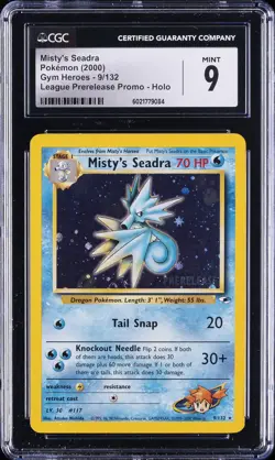 2000 POKEMON GYM HEROES - LEAGUE PRERELEASE PROMO - HOLO MISTY'S SEADRA CGC 9 - Image 1