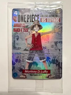 One Piece Monkey D. Luffy US Voyage College Illinois Promo Card SEALED &Poster - Image 1