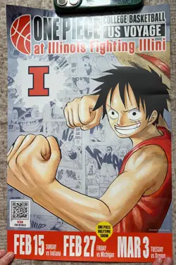 One Piece Monkey D. Luffy US Voyage College Illinois Promo Card SEALED &Poster - Image 3