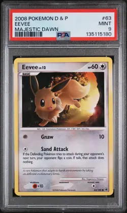 2008 POKEMON DIAMOND & PEARL MAJESTIC DAWN #63 EEVEE PSA 9 - Image 1