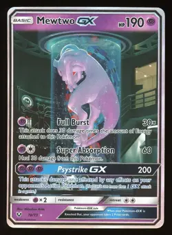 2017 Pokemon TCG Mewtwo GX Secret RARE Holo Full Art Shining Legends 78/73 - Image 1