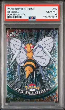 2000 TOPPS CHROME POKEMON T.V. #15 BEEDRILL PSA 10 - Image 1