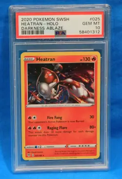2020 POKEMON SWSH # 025 HEATRAN HOLO PSA 10 GEM MT PSA #58401312 DARKNESS ABLAZE - Image 1